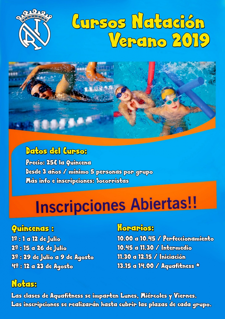 CURSOS DE NATACIÓN VERANO 2019