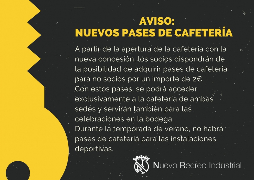 Pases de cafetería y bodega