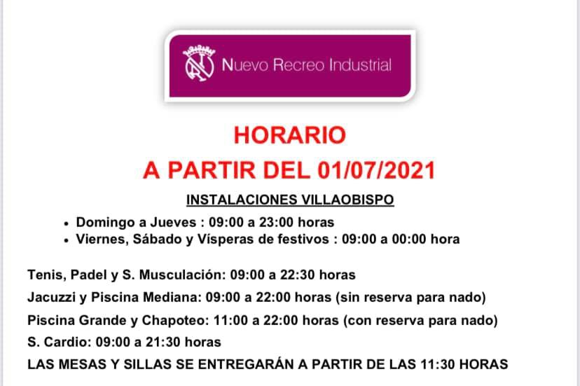 Horario a partir de 1 de julio de 2021