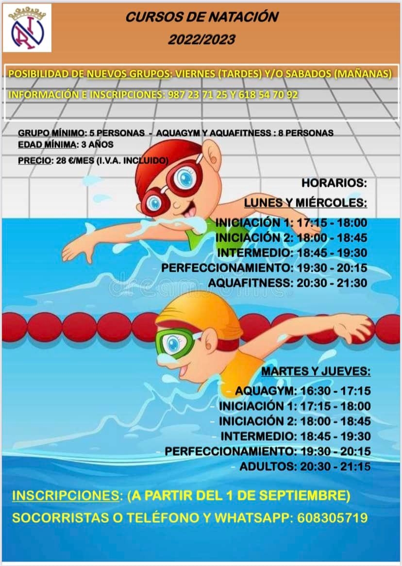 INSCRIPCIÓN EN CURSOS DE NATACIÓN