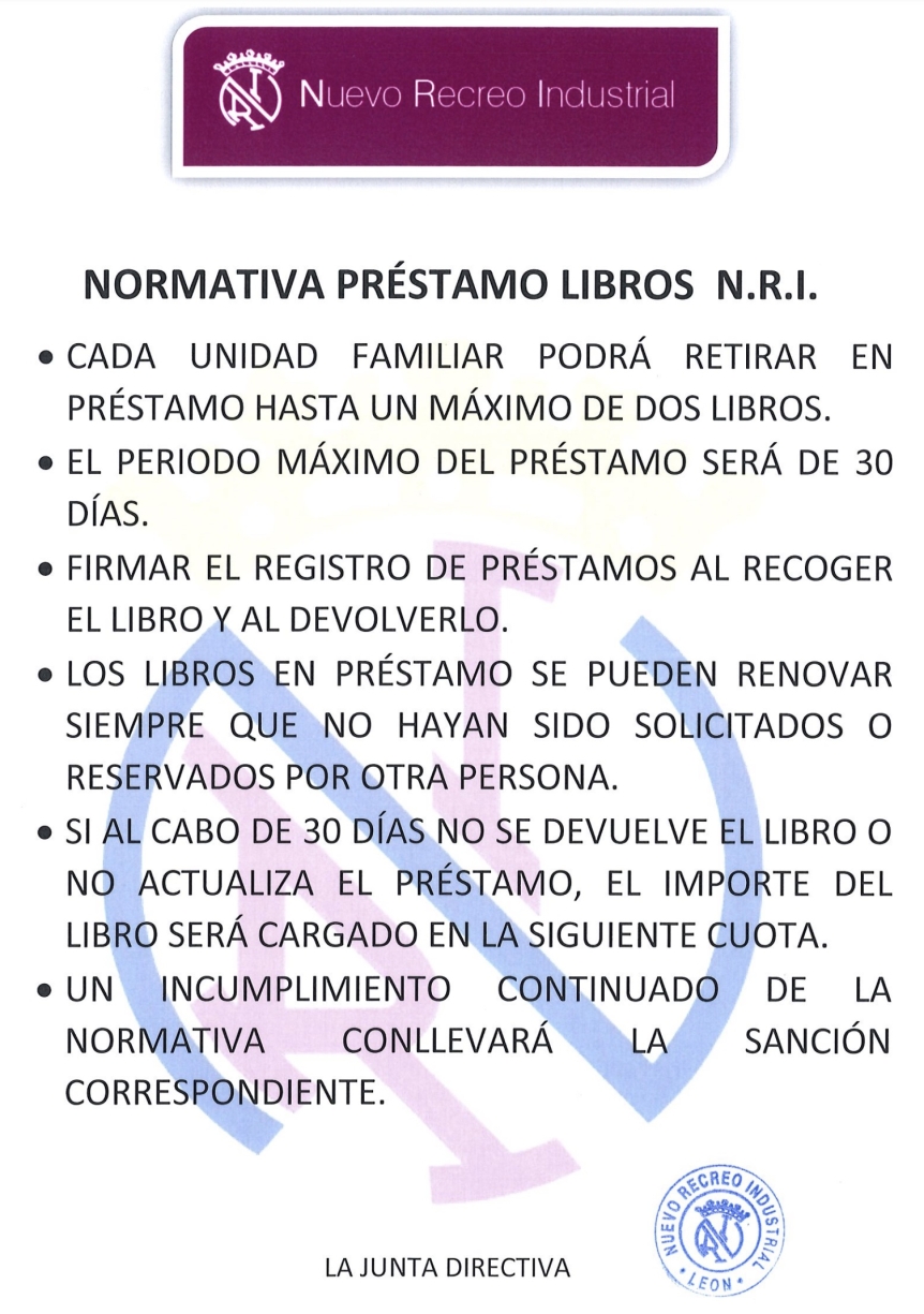 NORMATIVA DE PRÉSTAMO DE LIBROS