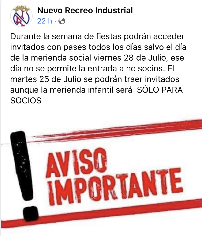 AVISO PASES FIESTAS